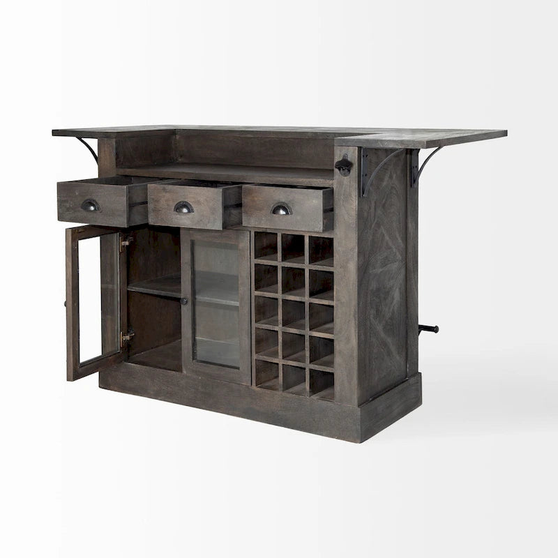 Contemporary Solid Wood Glass Kitchen Cart