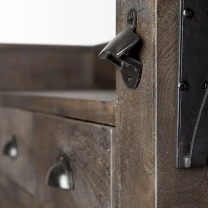 Contemporary Solid Wood Glass Kitchen Cart