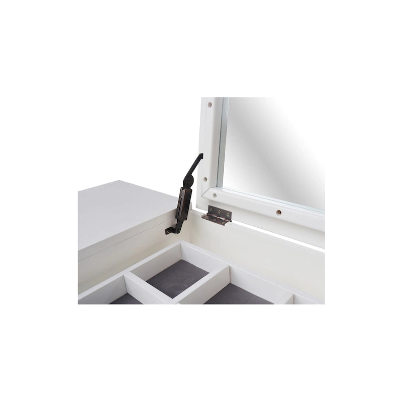 Solid Wood Vanity Table with Vanity Bench (Snow White Finish)