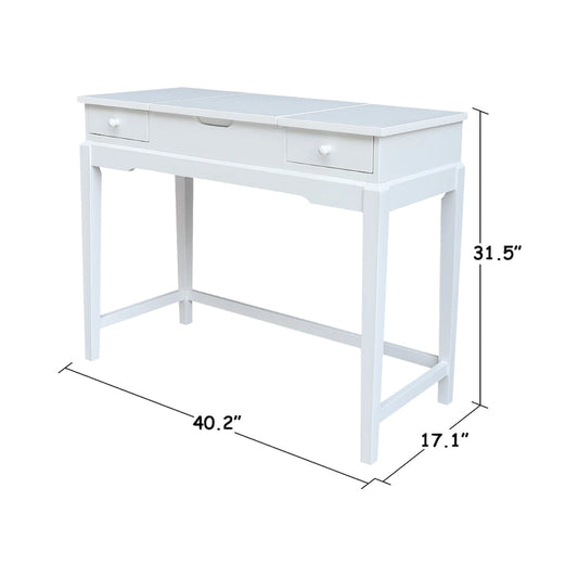 Solid Wood Vanity Table with Vanity Bench (Snow White Finish)