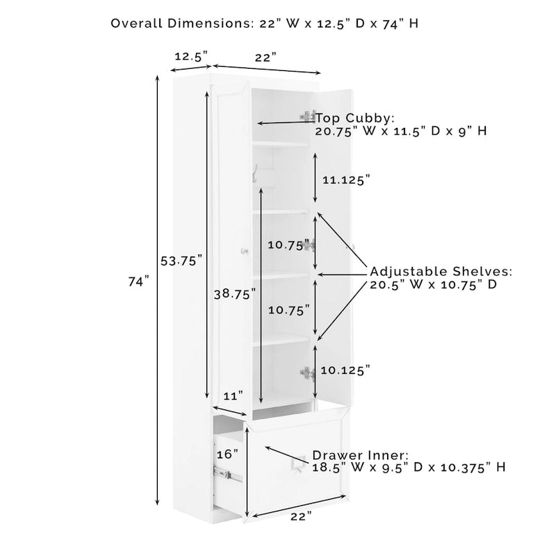 Full Modern Metal Pantry Cabinet Adjustable