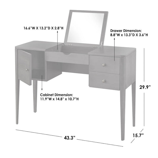 Lifestorey Parc Vanity Desk and Stool Set