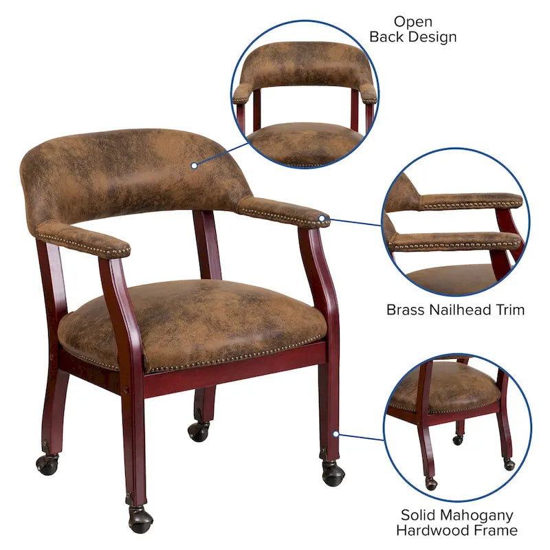 Traditional Wood Fabric Chair Upholstered