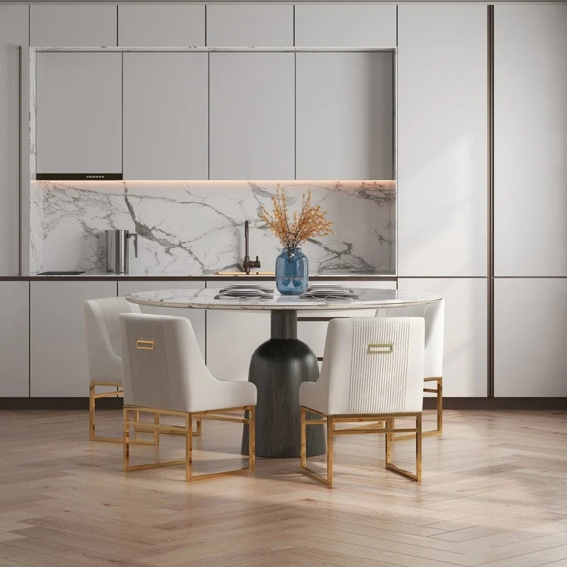 Modern Metal Velvet Chair Upholstered