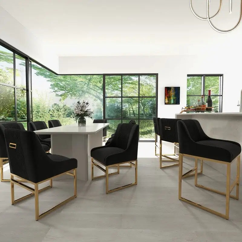 Modern Metal Velvet Chair Upholstered