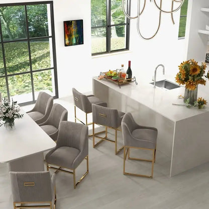 Modern Metal Velvet Chair Upholstered