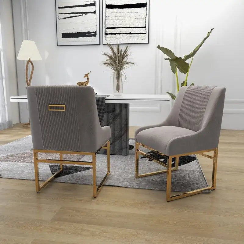 Modern Metal Velvet Chair Upholstered