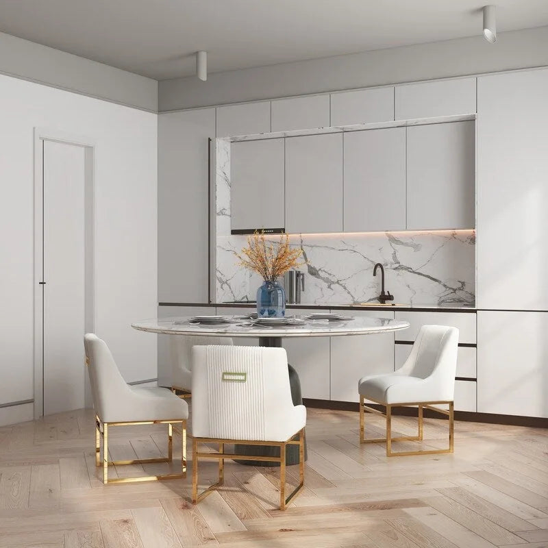 Modern Metal Velvet Chair Upholstered