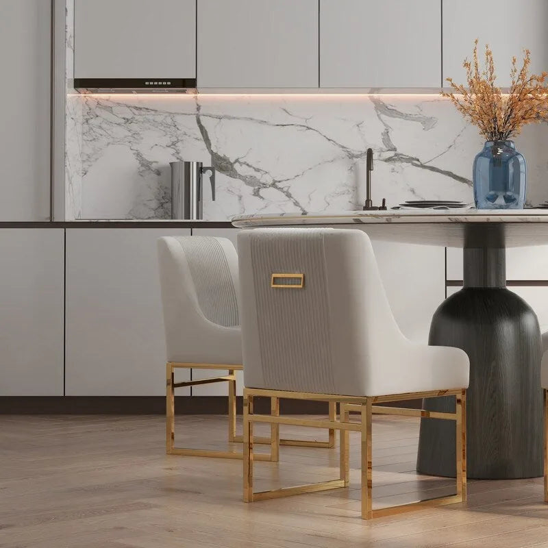 Modern Metal Velvet Chair Upholstered