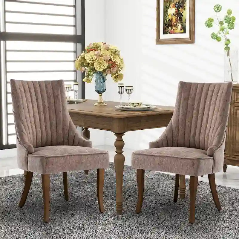 Modern Solid Wood Linen Chair Upholstered