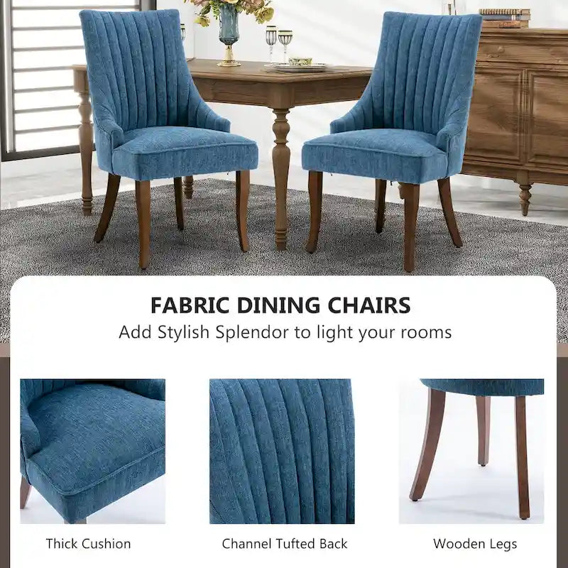 Modern Solid Wood Linen Chair Upholstered