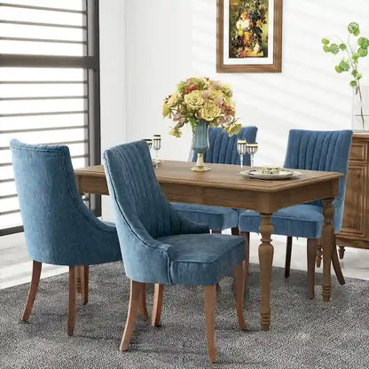 Modern Solid Wood Linen Chair Upholstered