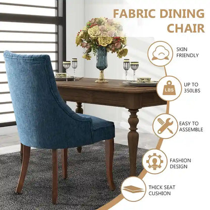 Modern Solid Wood Linen Chair Upholstered