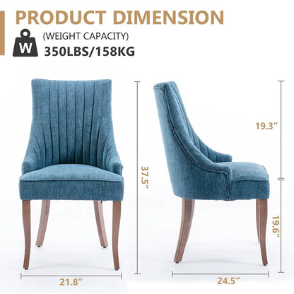 Modern Solid Wood Linen Chair Upholstered