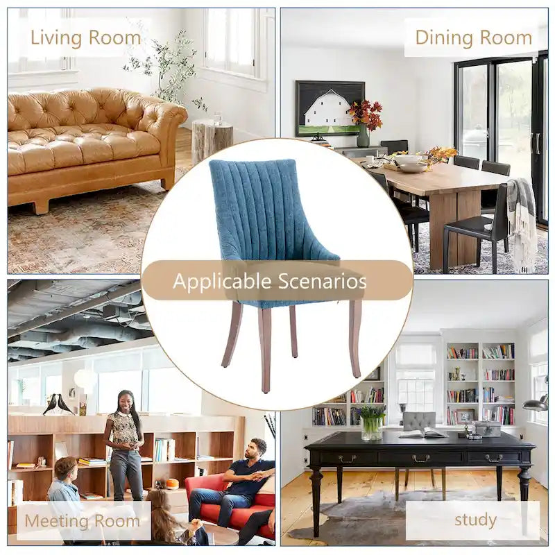 Modern Solid Wood Linen Chair Upholstered