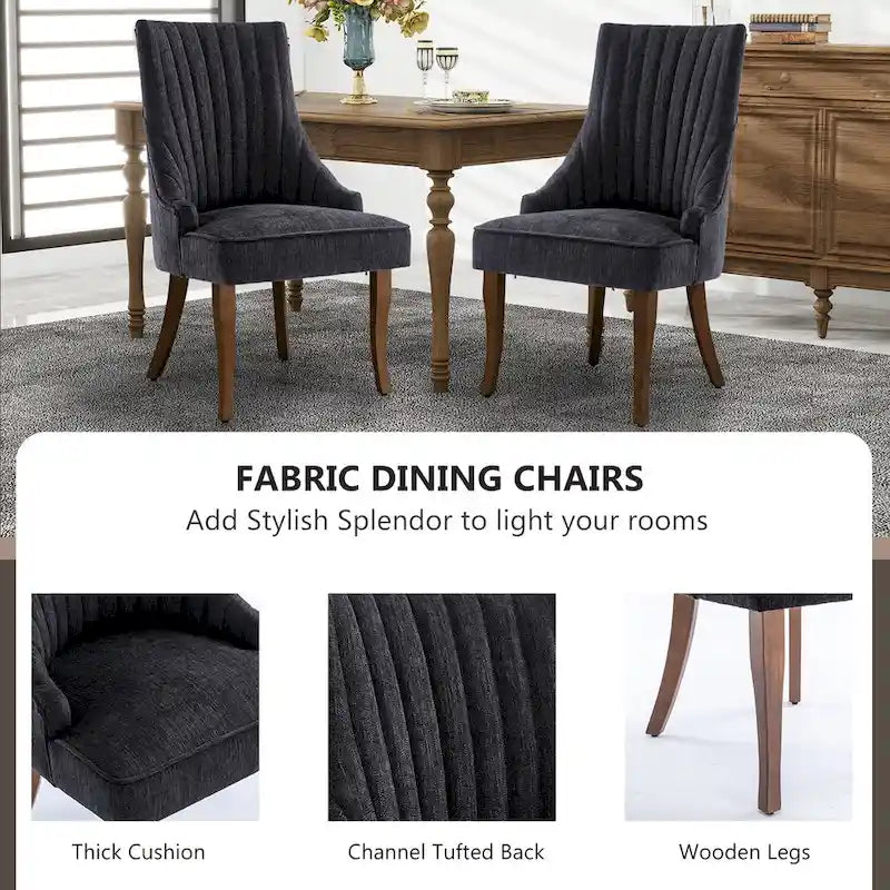 Modern Solid Wood Linen Chair Upholstered