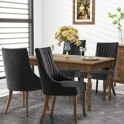 Modern Solid Wood Linen Chair Upholstered