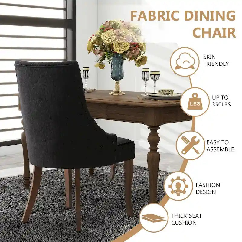 Modern Solid Wood Linen Chair Upholstered