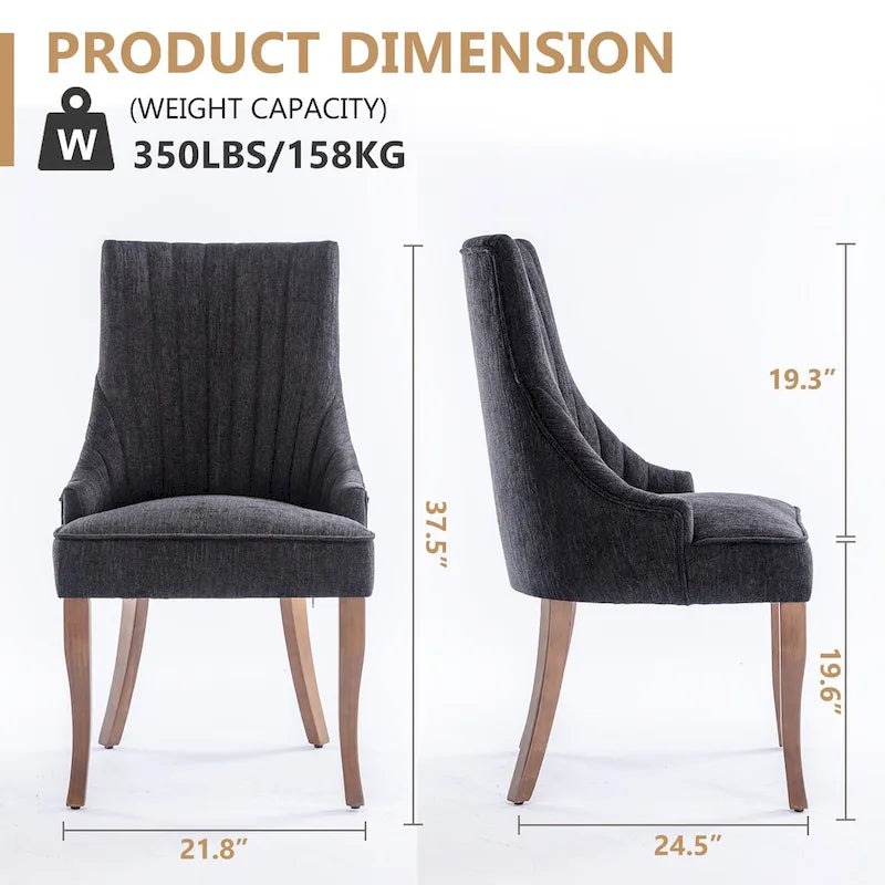 Modern Solid Wood Linen Chair Upholstered