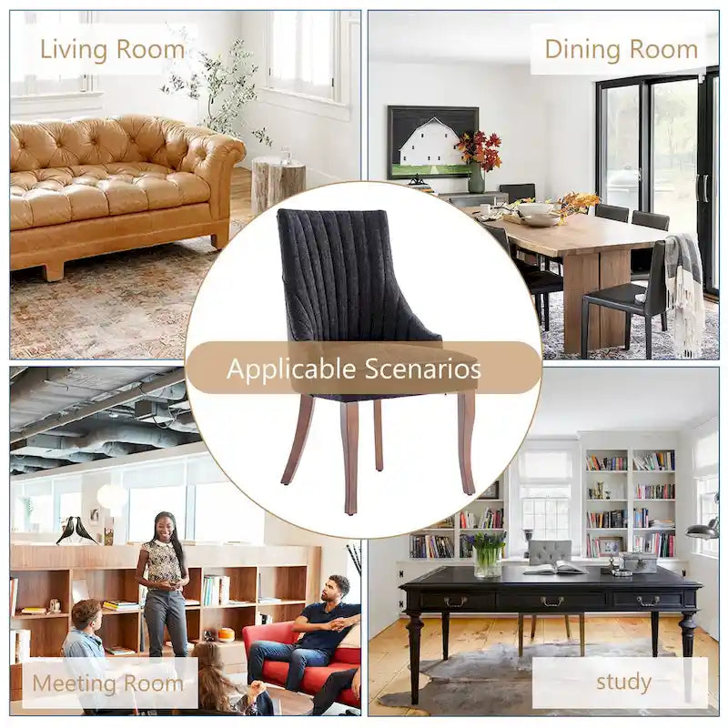 Modern Solid Wood Linen Chair Upholstered