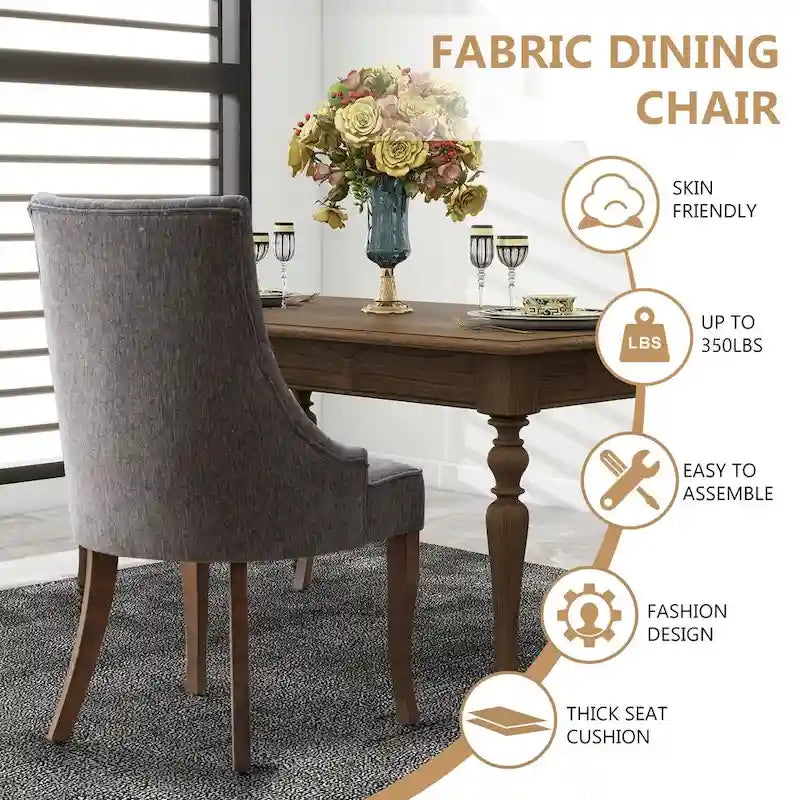 Modern Solid Wood Linen Chair Upholstered