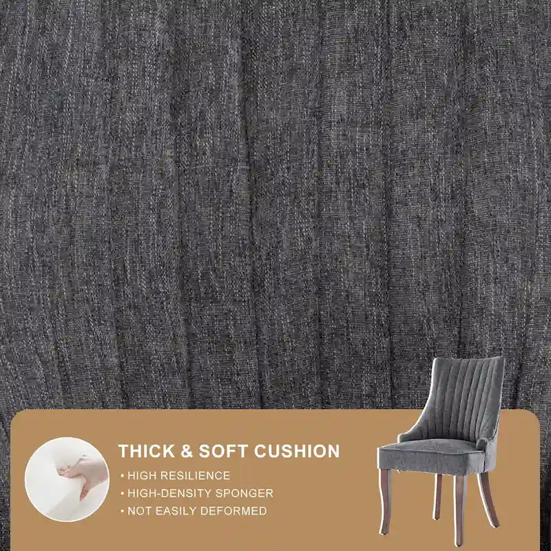 Modern Solid Wood Linen Chair Upholstered