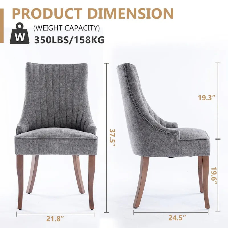 Modern Solid Wood Linen Chair Upholstered