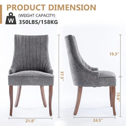 Modern Solid Wood Linen Chair Upholstered