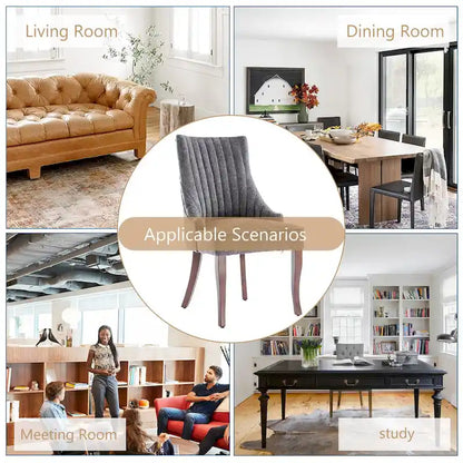 Modern Solid Wood Linen Chair Upholstered