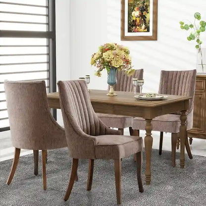 Modern Solid Wood Linen Chair Upholstered