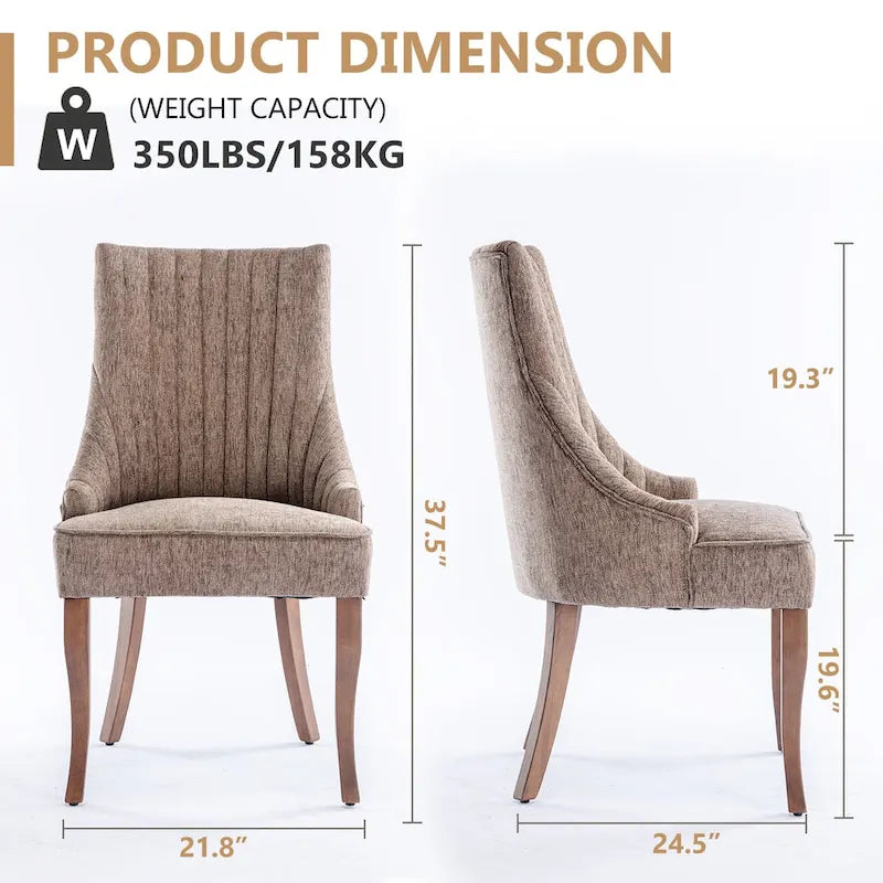 Modern Solid Wood Linen Chair Upholstered
