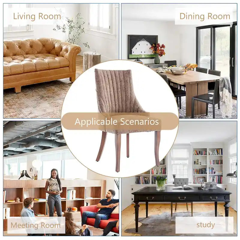 Modern Solid Wood Linen Chair Upholstered