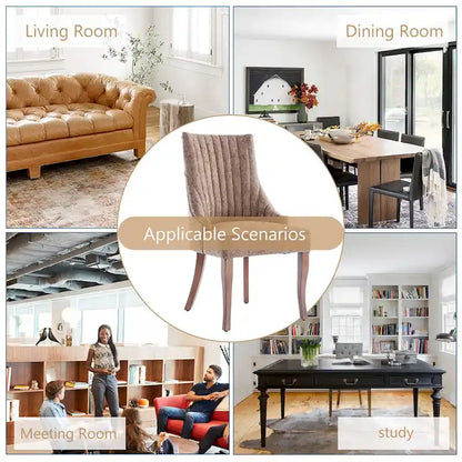 Modern Solid Wood Linen Chair Upholstered