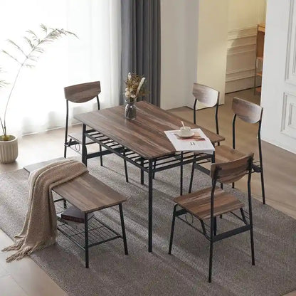 Modern Metal Engineered Wood Dining Set