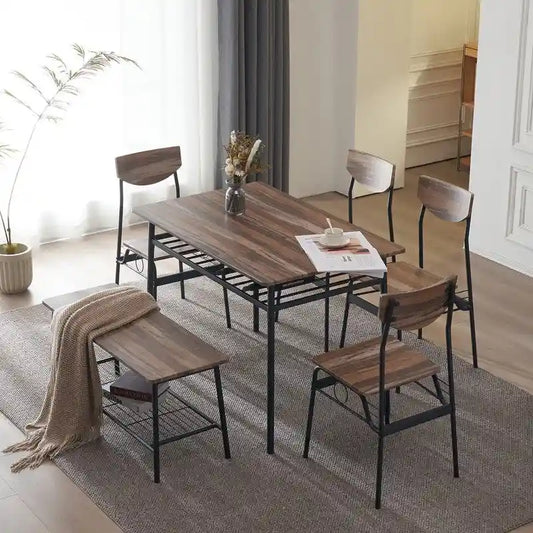 Modern Metal Engineered Wood Dining Set