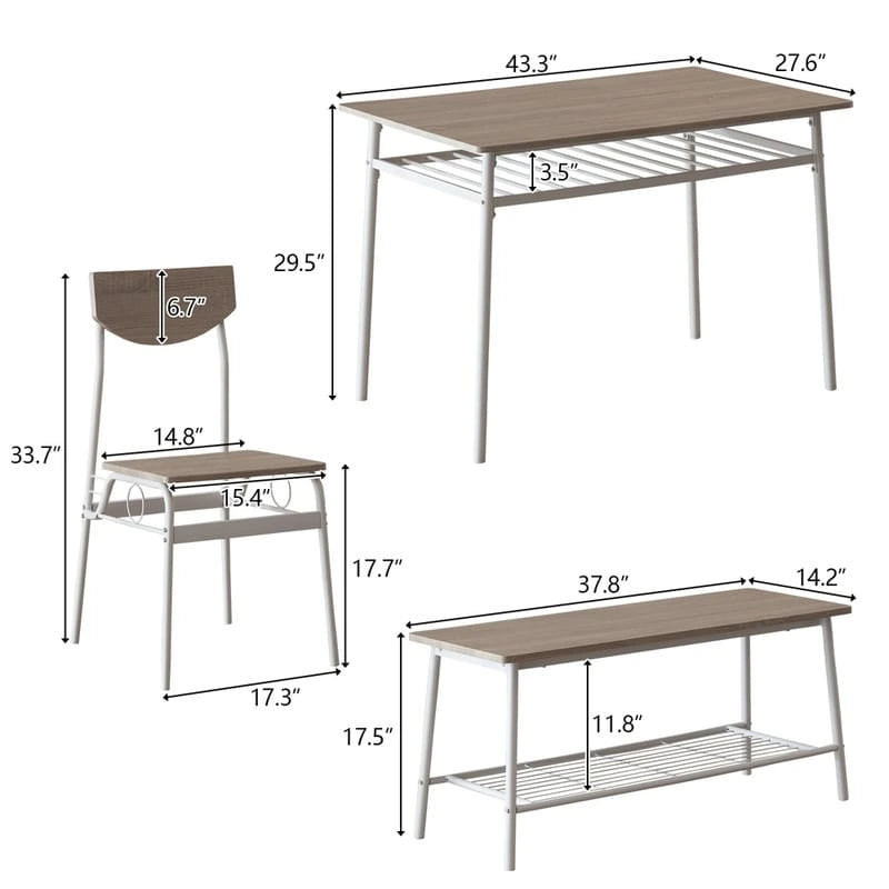 Modern Metal Engineered Wood Dining Set