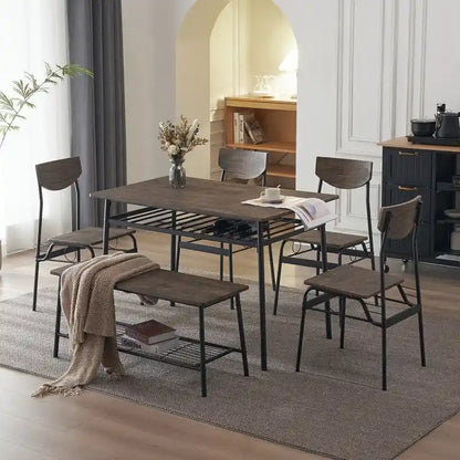 Modern Metal Engineered Wood Dining Set