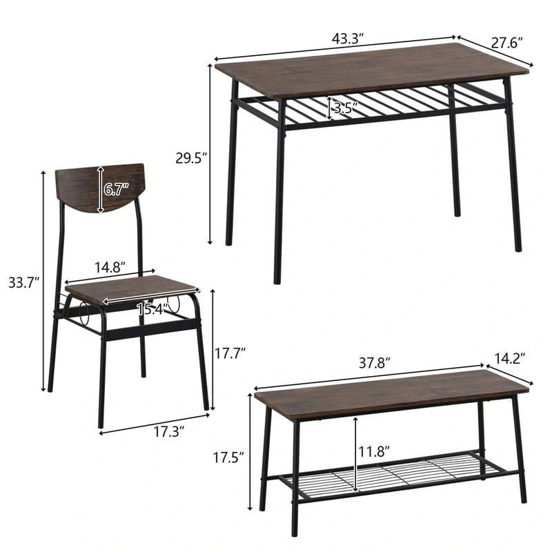 Modern Metal Engineered Wood Dining Set