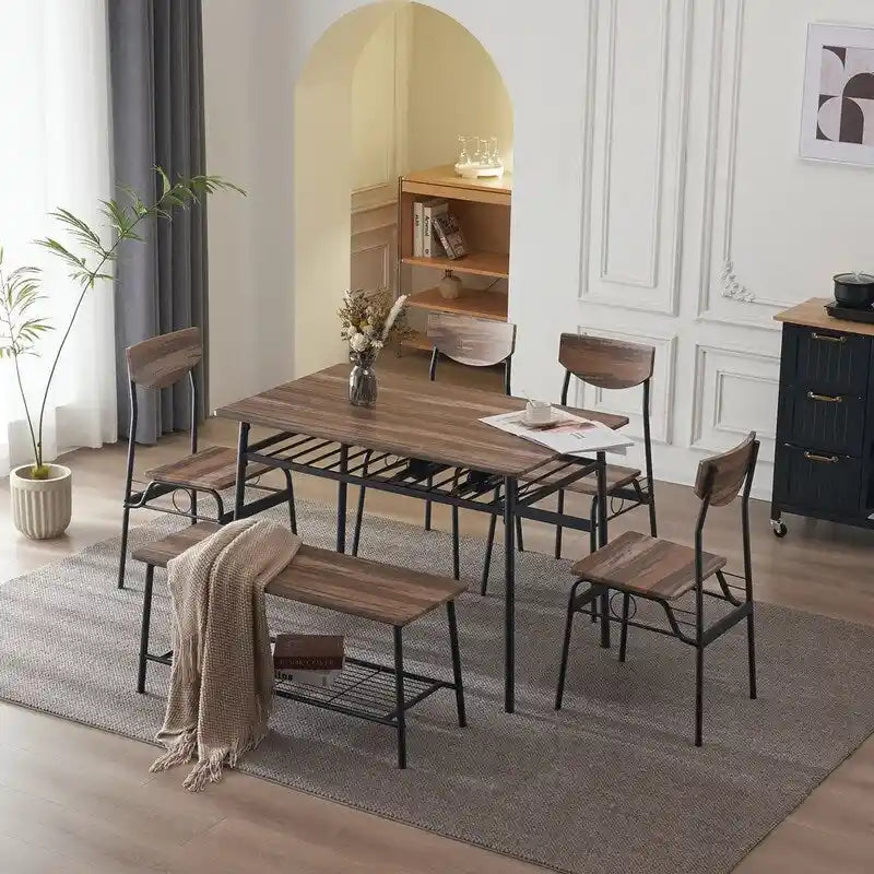 Modern Metal Engineered Wood Dining Set