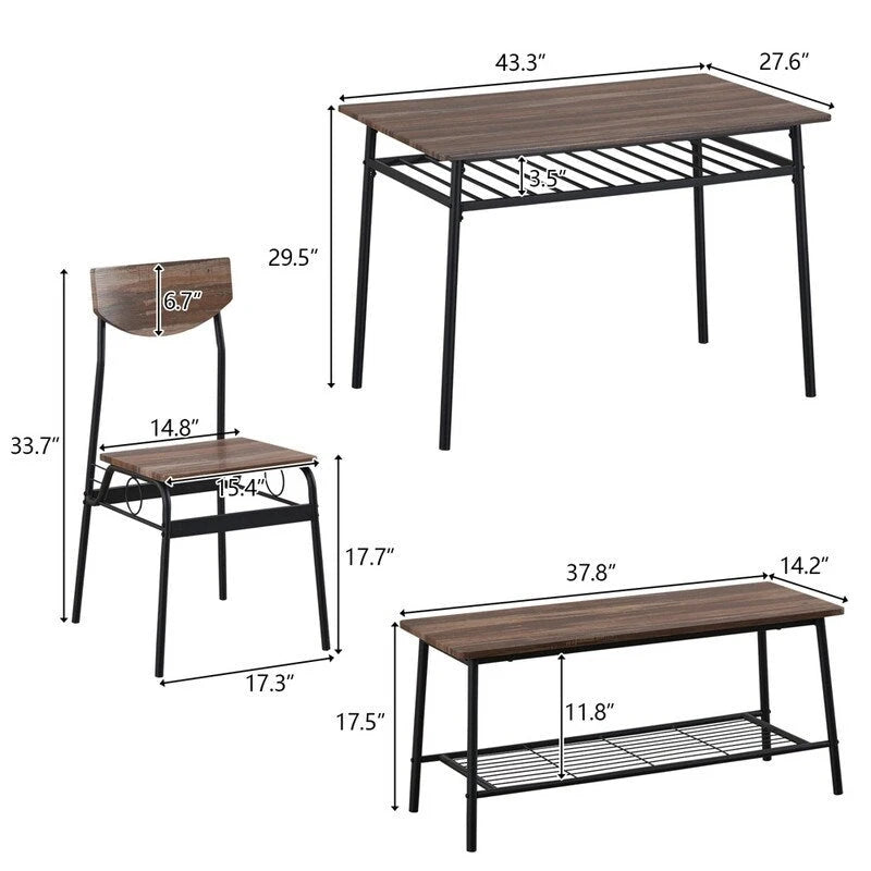 Modern Metal Engineered Wood Dining Set