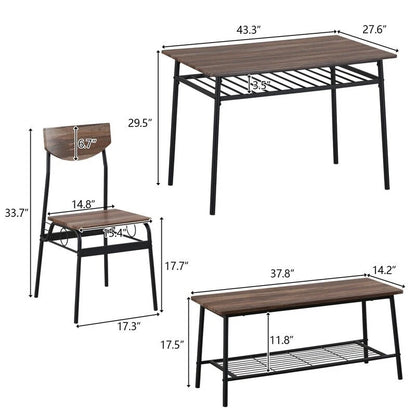 Modern Metal Engineered Wood Dining Set