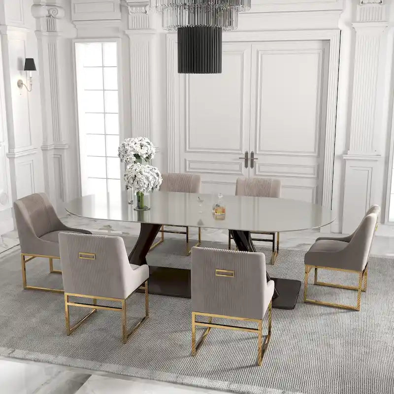 Modern Metal Velvet Chair Upholstered