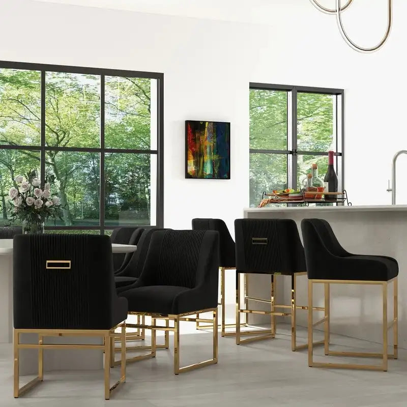 Modern Metal Velvet Chair Upholstered