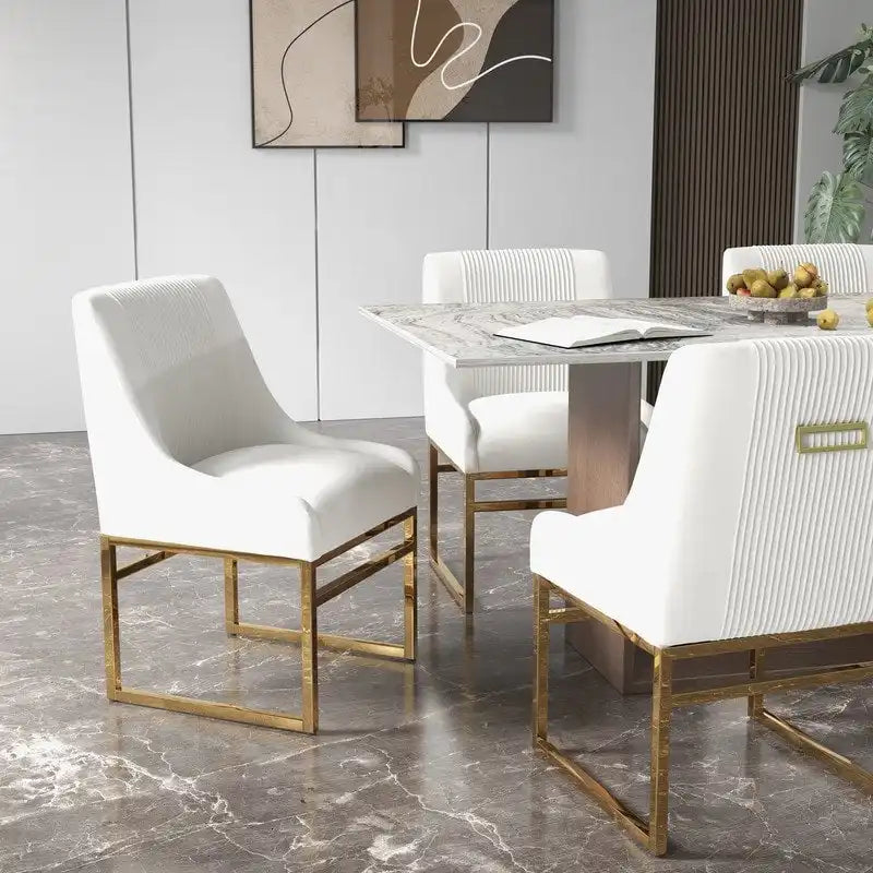 Modern Metal Velvet Chair Upholstered