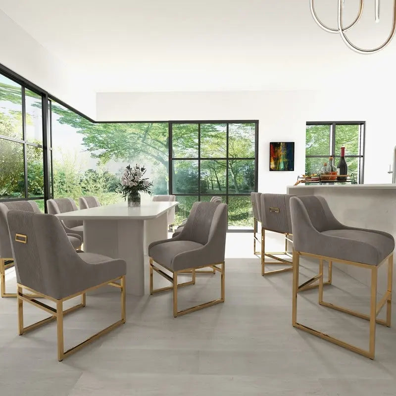 Modern Metal Velvet Chair Upholstered