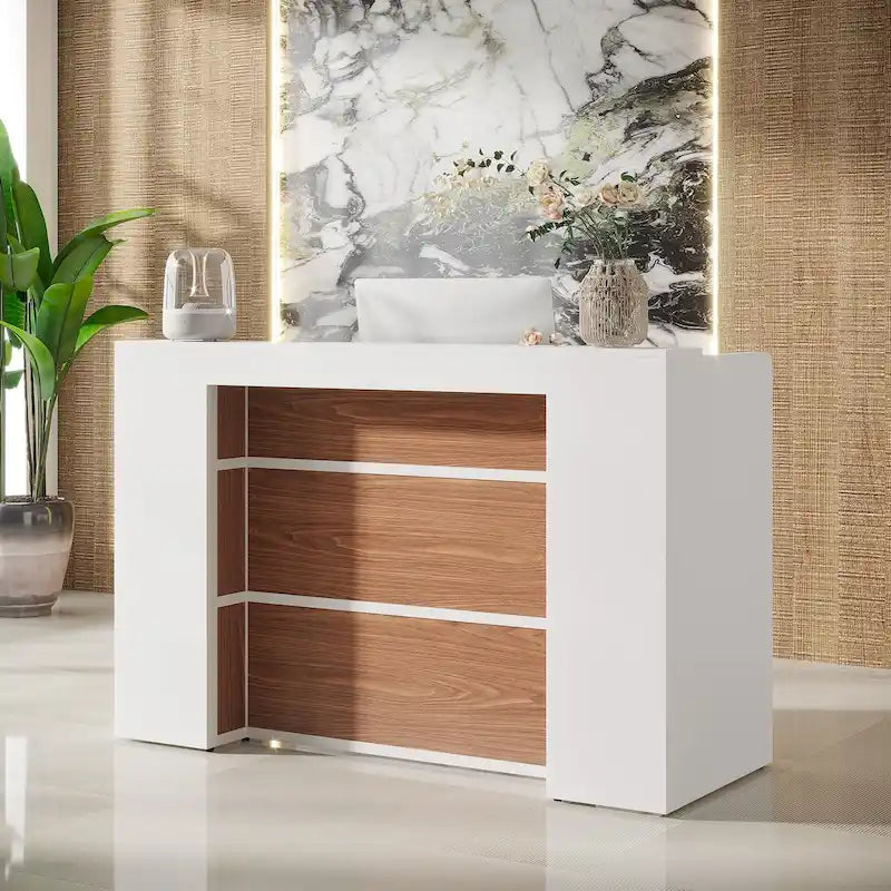 63 Inch Wood Engineered Wood Table LED