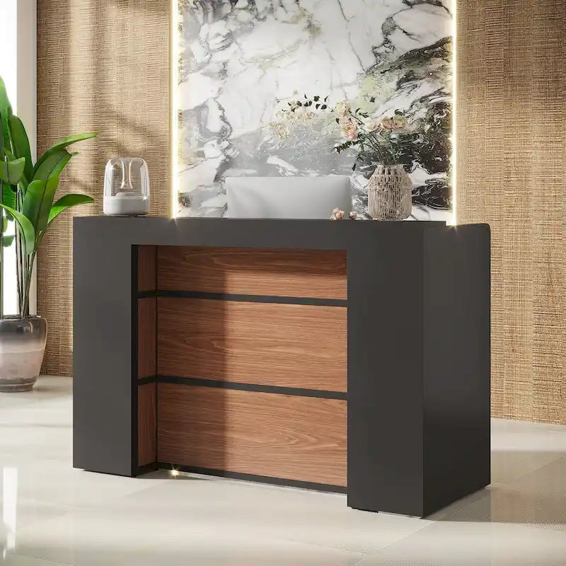 63 Inch Wood Engineered Wood Table LED