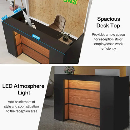 63 Inch Wood Engineered Wood Table LED