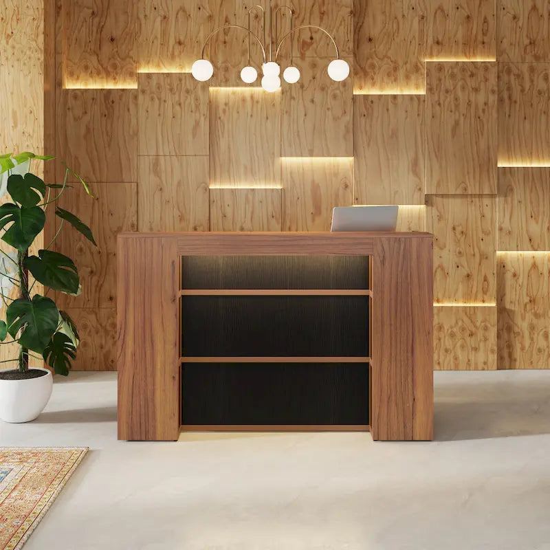 63 Inch Wood Engineered Wood Table LED