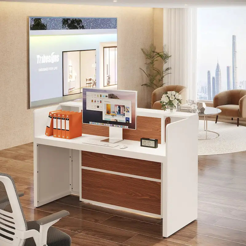 63 Inch Wood Engineered Wood Table LED